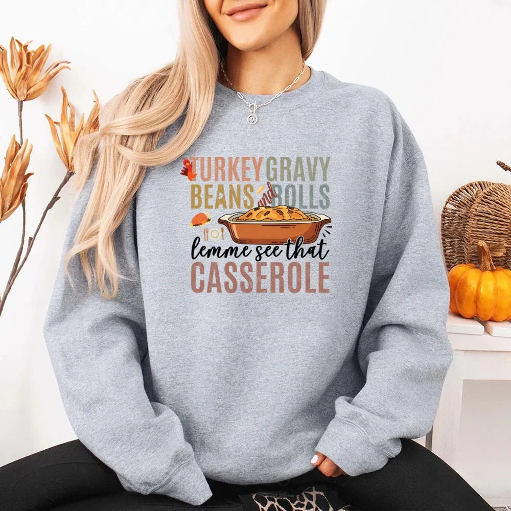 Turkey Gravy Beans & Rolls Sweatshirt – Funny Thanksgiving Casserole Crewneck - Aaria Tees Aaria Tees
