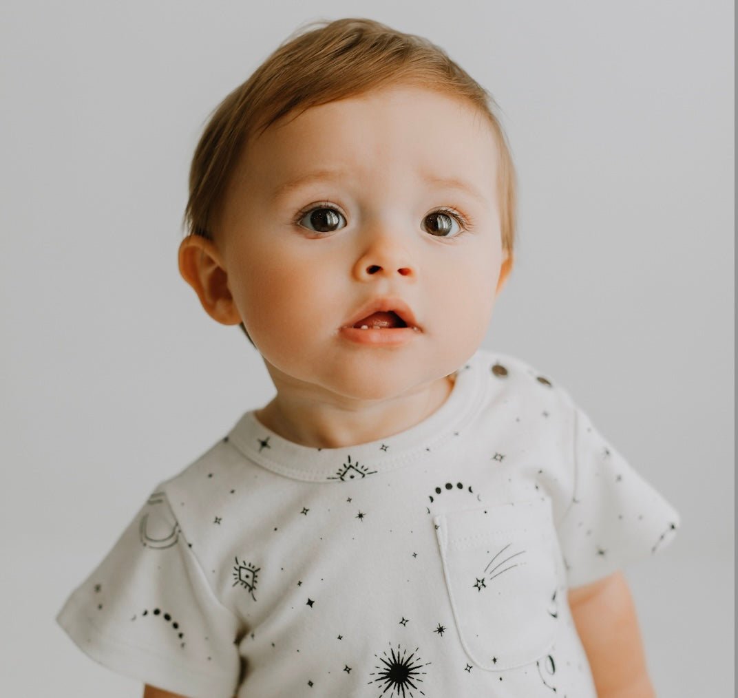 short sleeve romper | celestial - Aaria Tees Aaria Tees