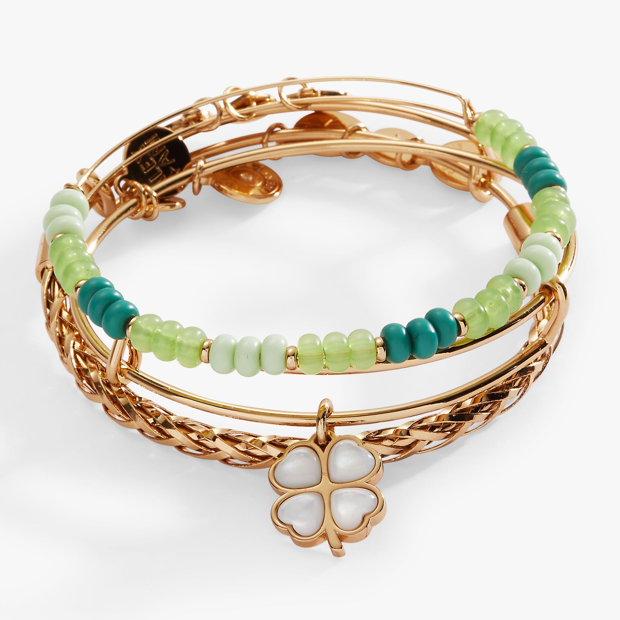 Lucky Four-Leaf Clover Set of 3 Bangles - Aaria Tees Aaria Tees