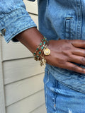 Initial M Pave Starburst Texture Bangle - Aaria Tees Aaria Tees