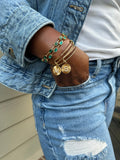 Initial M Pave Starburst Texture Bangle - Aaria Tees Aaria Tees