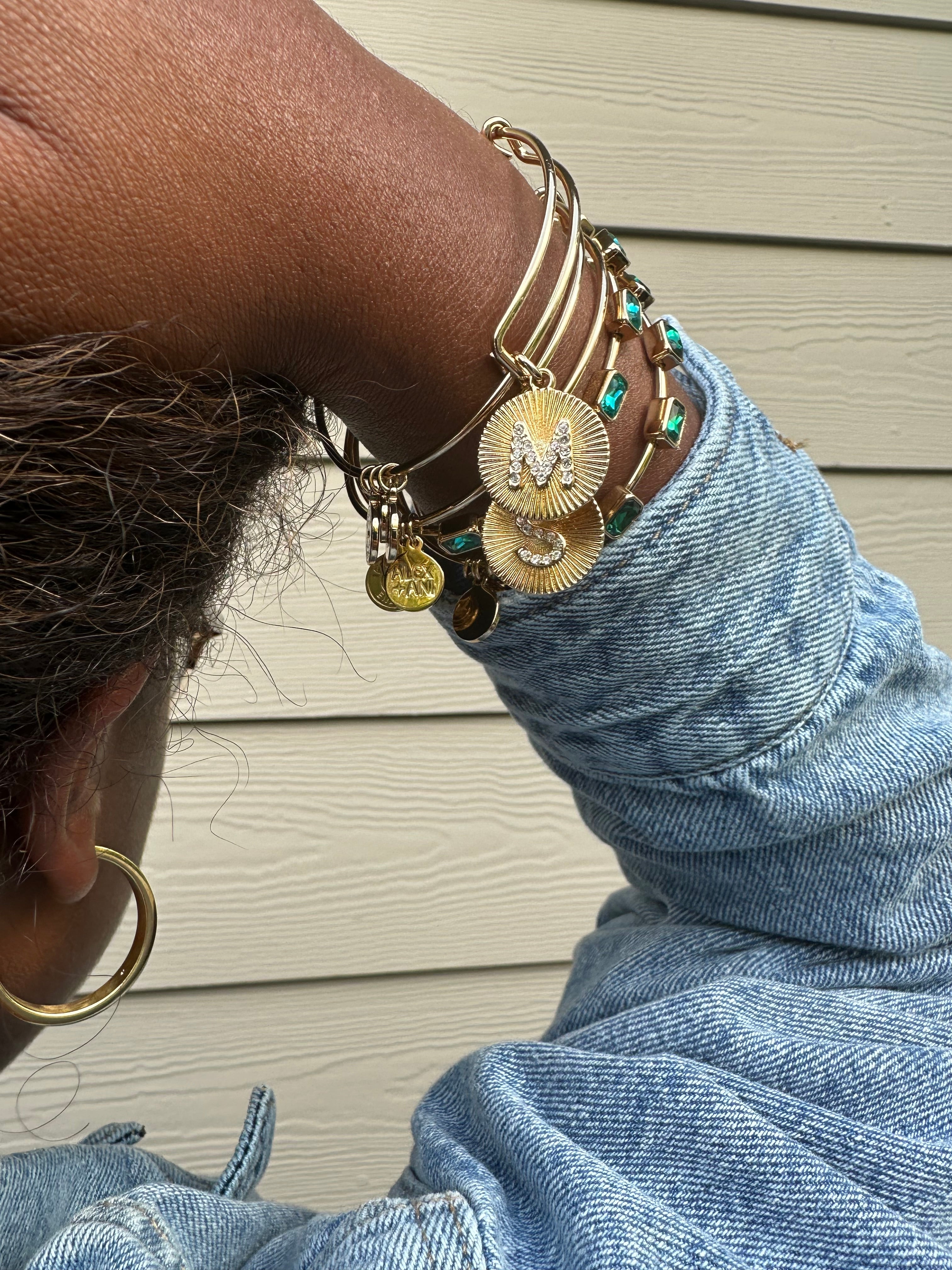 Initial S Pave Starburst Texture Bangle - Aaria Tees Aaria Tees