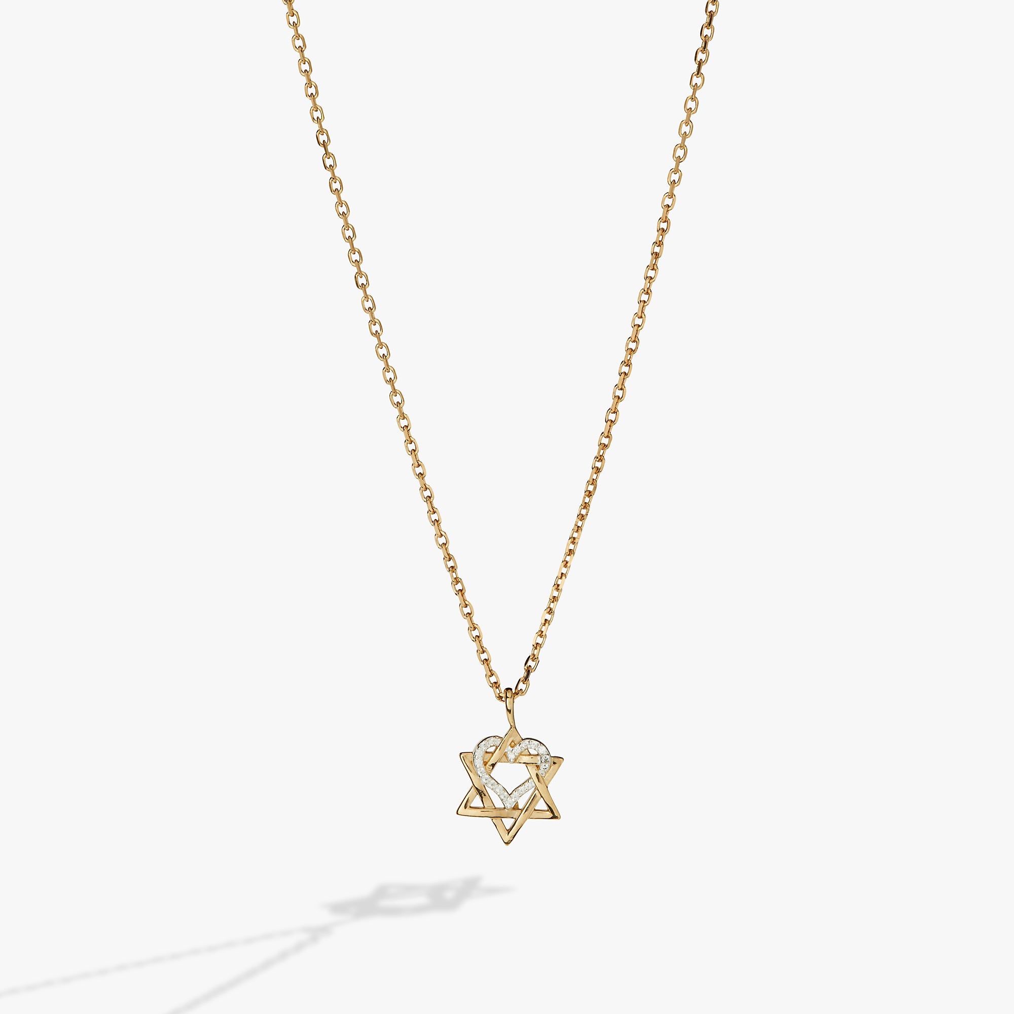 Star of David Heart Necklace, 14kt Gold Plated - Aaria Tees Aaria Tees