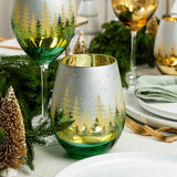 Green Pine Tree Stemless Wine Glasses Aaria Tees