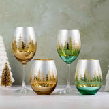 Gold Pine Tree Stemless Wine Glasses Aaria Tees