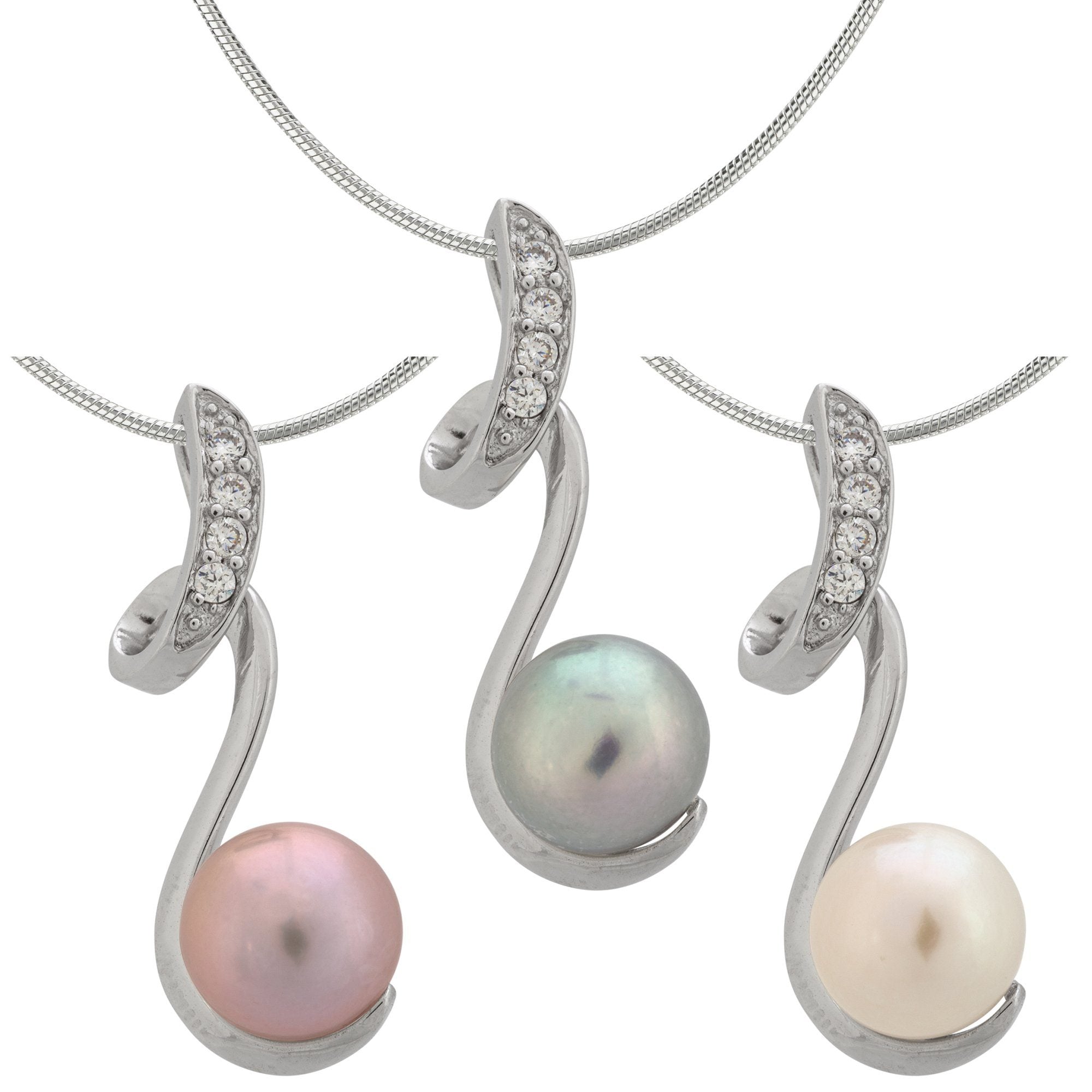Sterling Swirl Pearl Necklace - Aaria Tees Aaria Tees