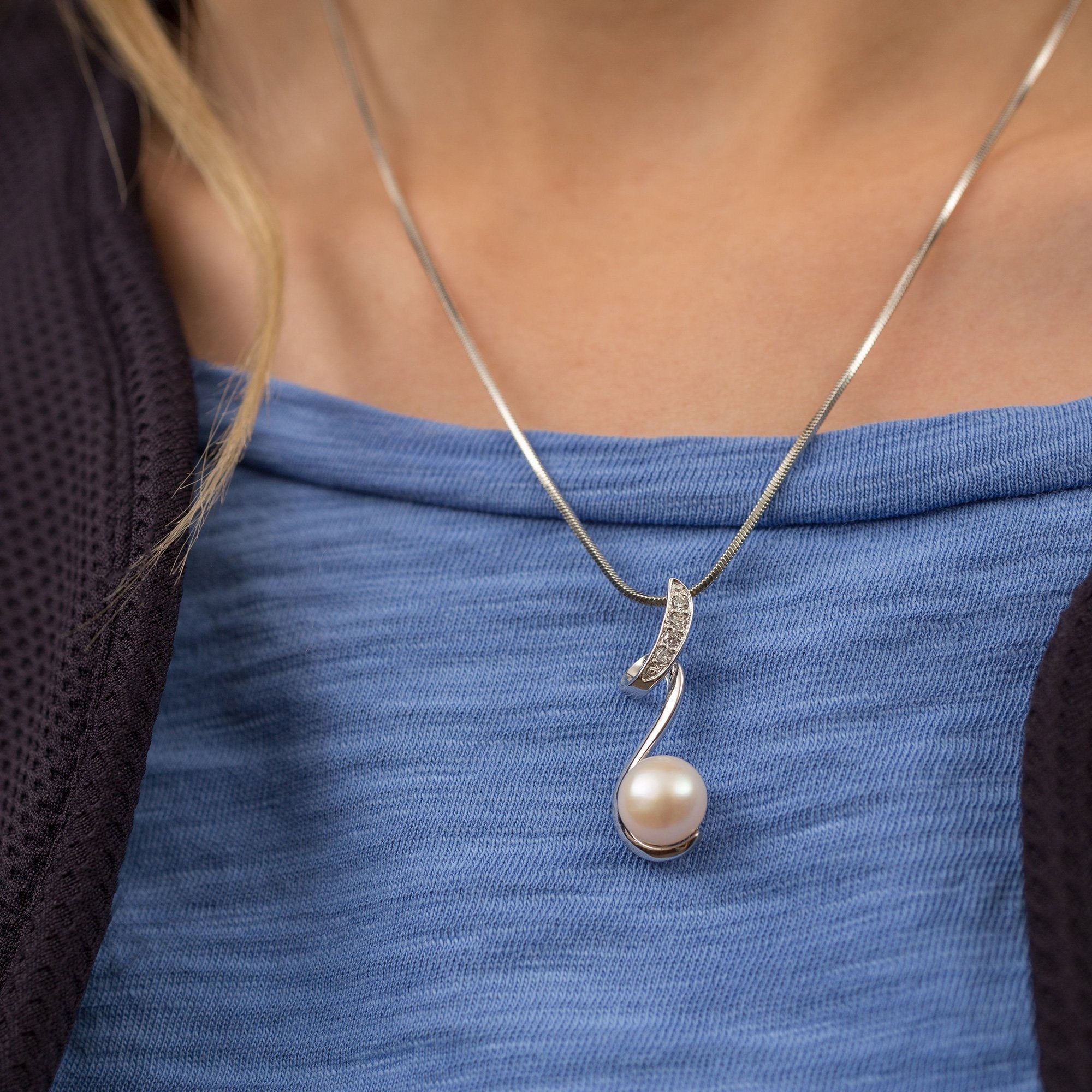 Sterling Swirl Pearl Necklace - Aaria Tees Aaria Tees