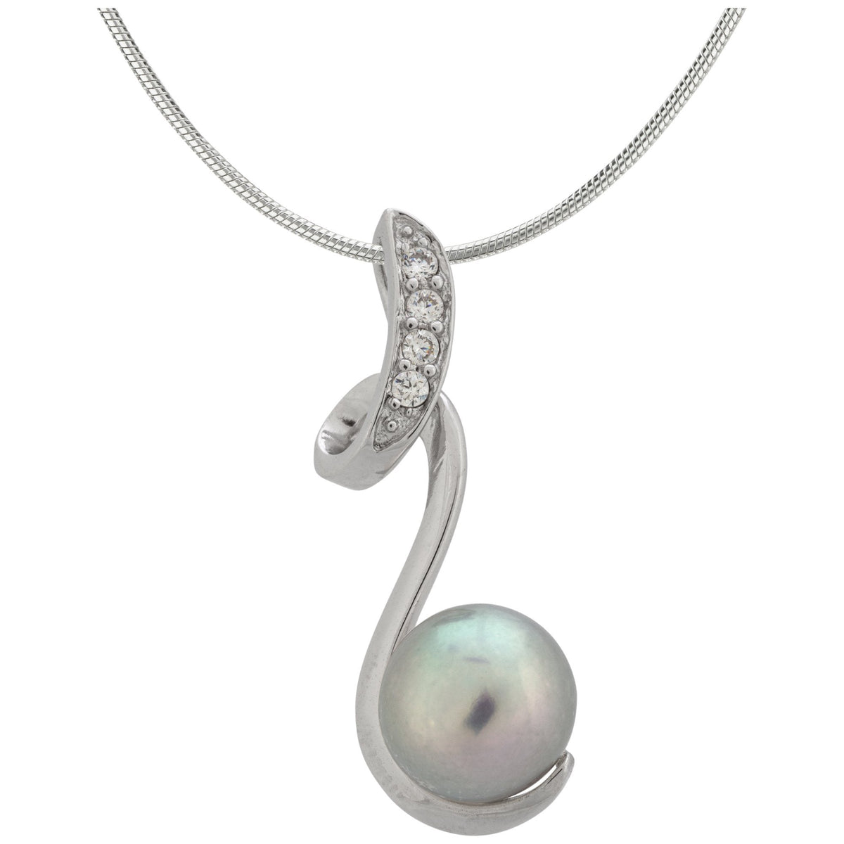 Sterling Swirl Pearl Necklace - Aaria Tees