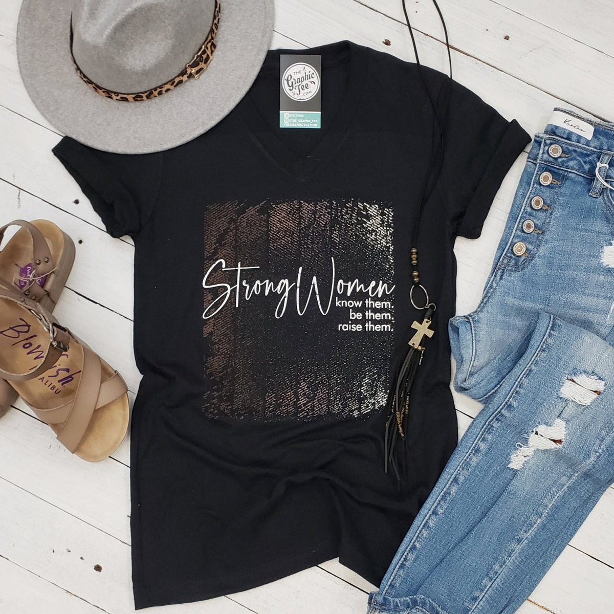 Strong Women V Neck Tee - Aaria Tees