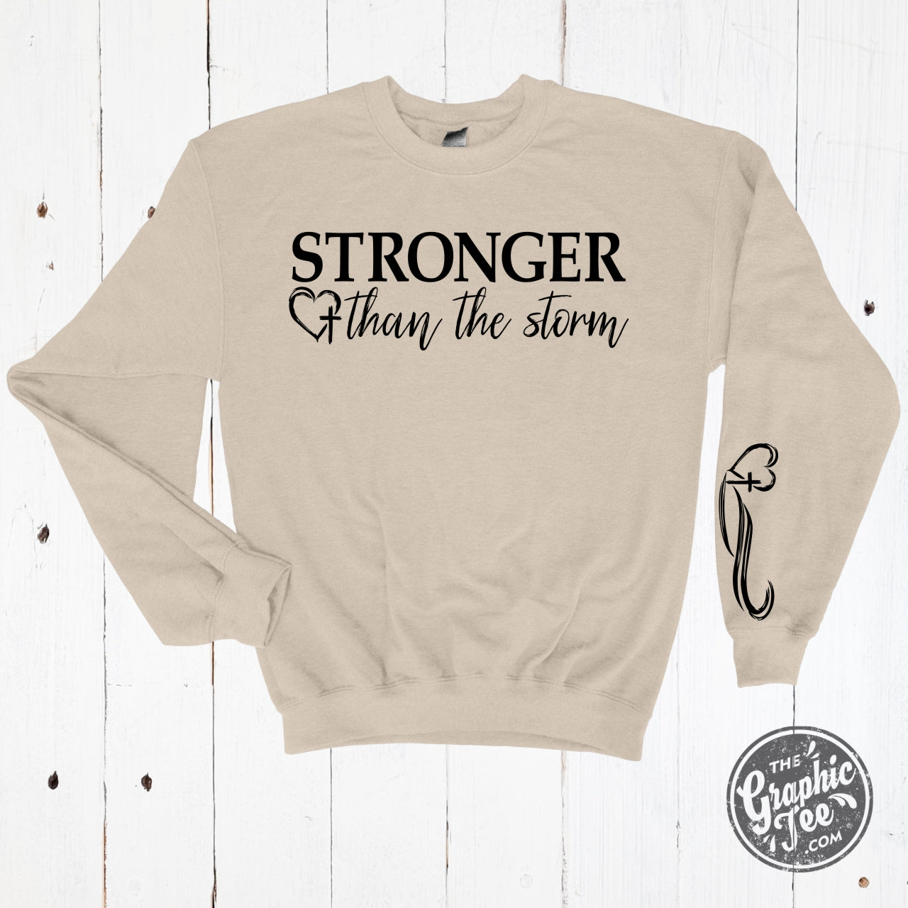 Stronger than the Storm Crewneck Sweatshirt - Aaria Tees Aaria Tees