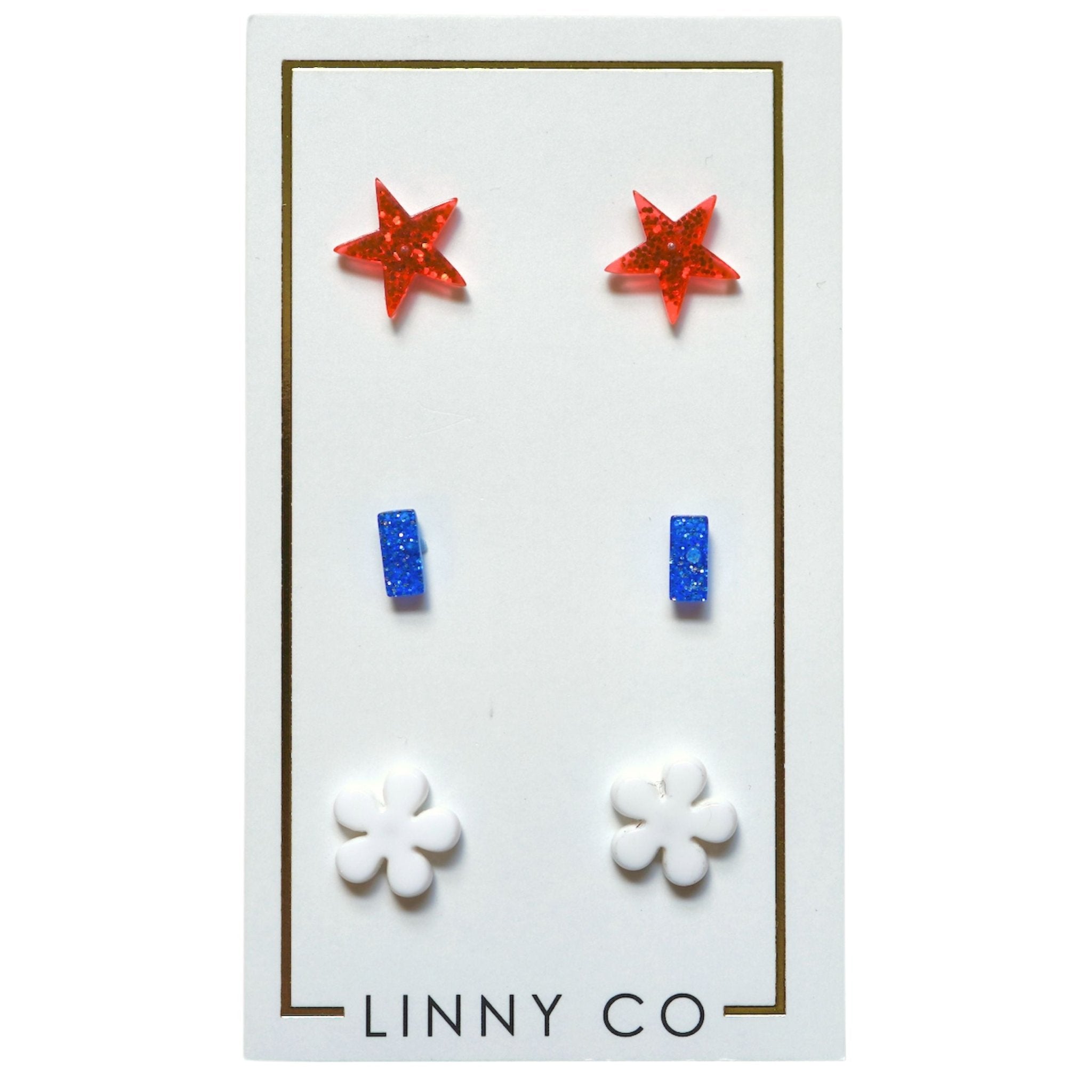 Stud Trio Stud Earring Set - Americana - Aaria Tees Aaria Tees