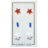 Stud Trio Stud Earring Set - Americana - Aaria Tees Aaria Tees