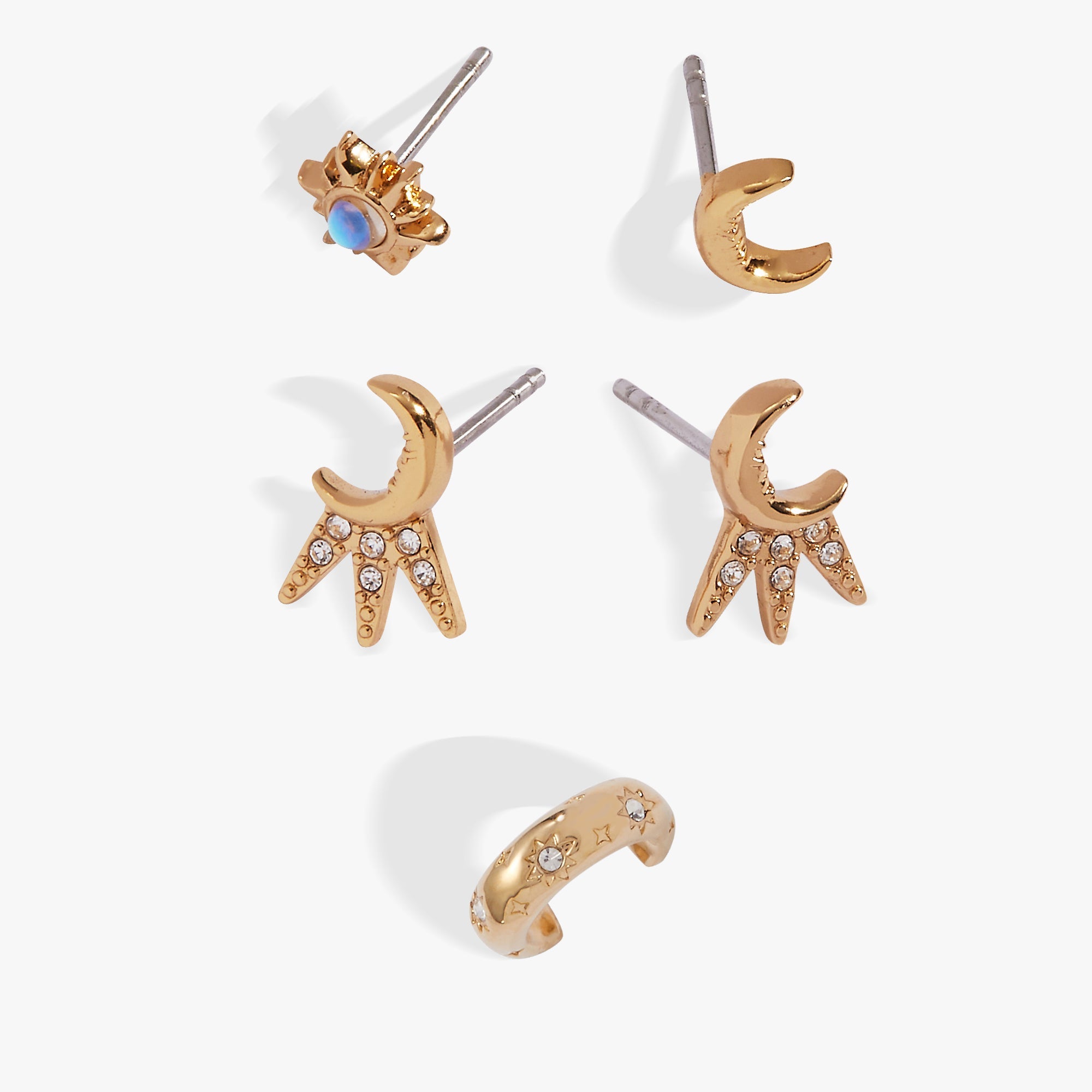 Sun & Moon 2 Studs & Earring Cuff Set - Aaria Tees Aaria Tees