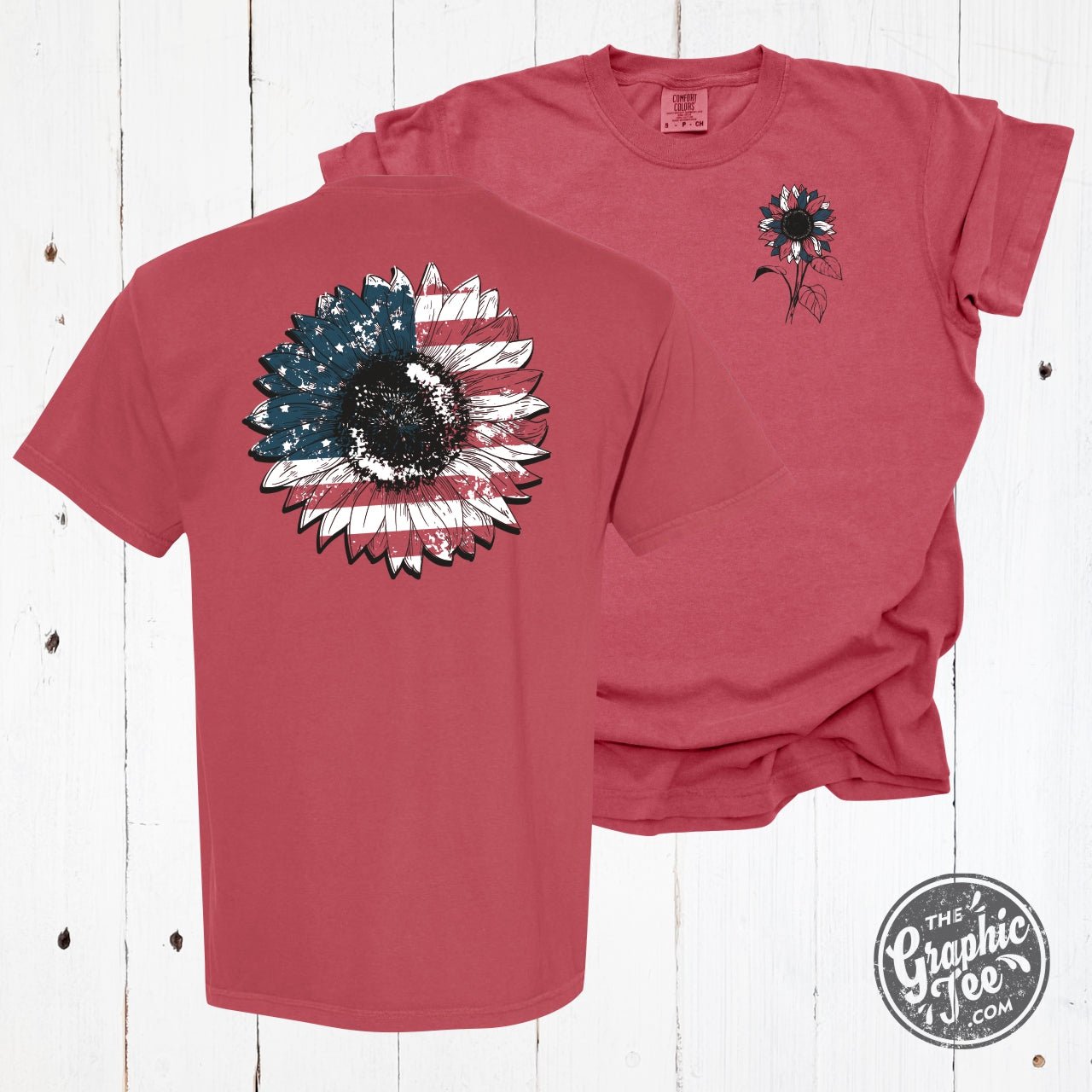 Sunflower Flag Pigment Dyed Tee with Front and Back Print - Aaria Tees Aaria Tees