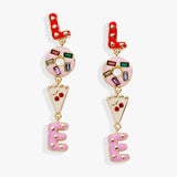 Sweet Shop 'Love' Linear Drop Statement Earrings - Aaria Tees Aaria Tees