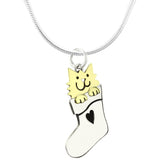Sweet Stocking Kitty Sterling Necklace - Aaria Tees Aaria Tees