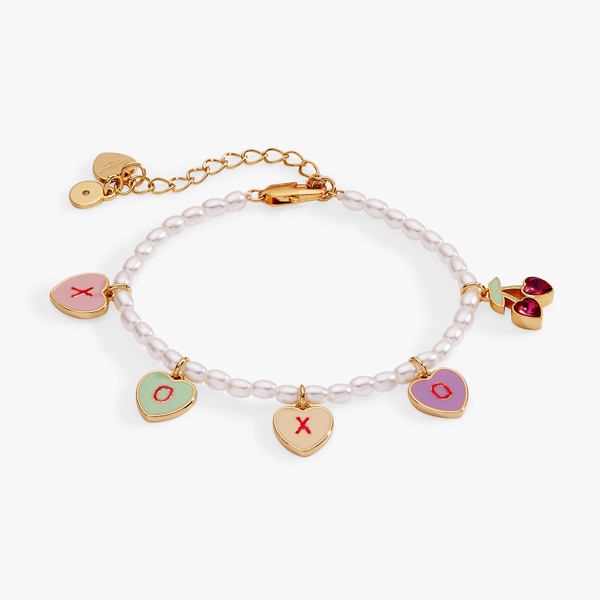 Sweethearts® ‘XOXO’ Heart Charm Beaded Pearl Bracelet - Aaria Tees Aaria Tees