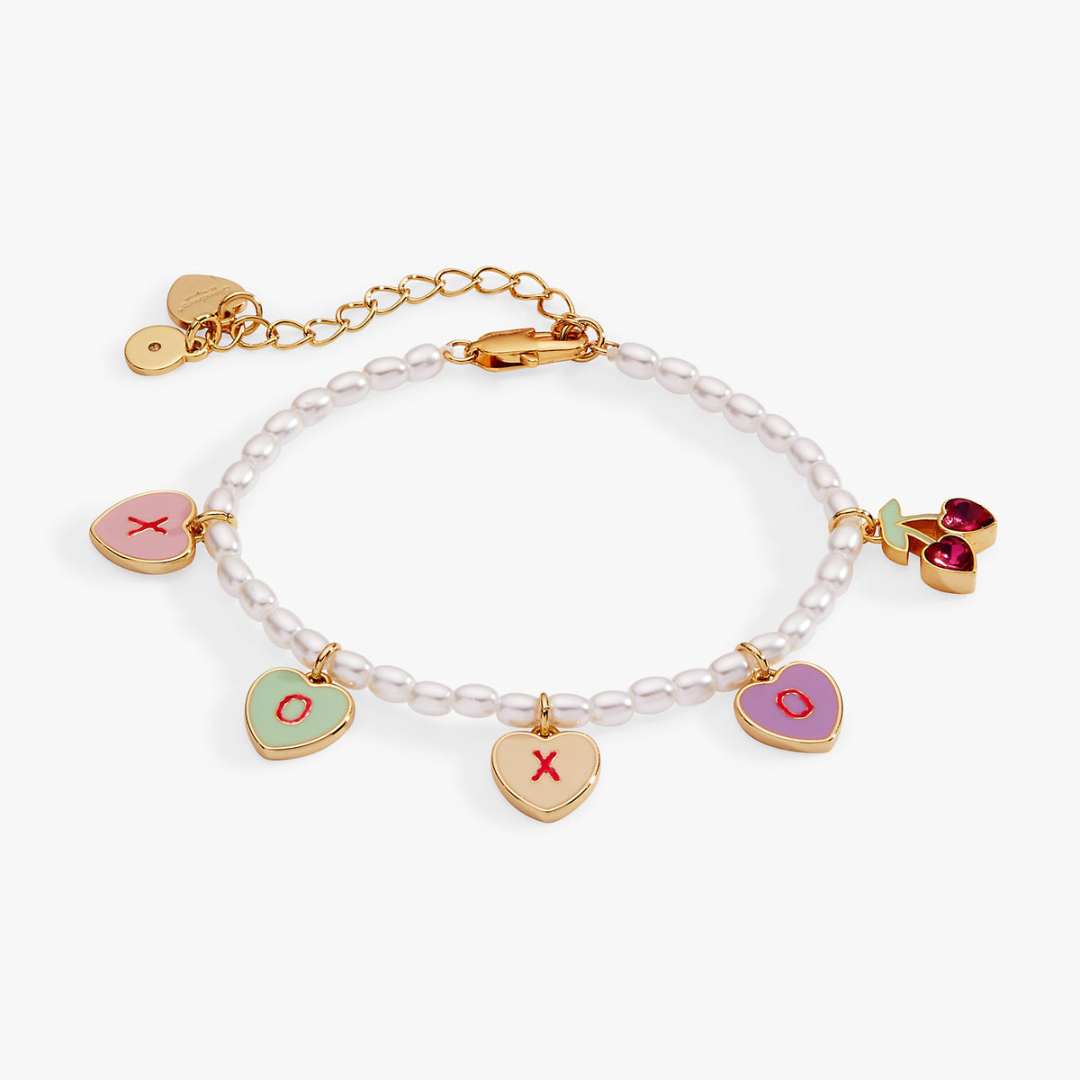 Sweethearts® ‘XOXO’ Heart Charm Beaded Pearl Bracelet - Aaria Tees