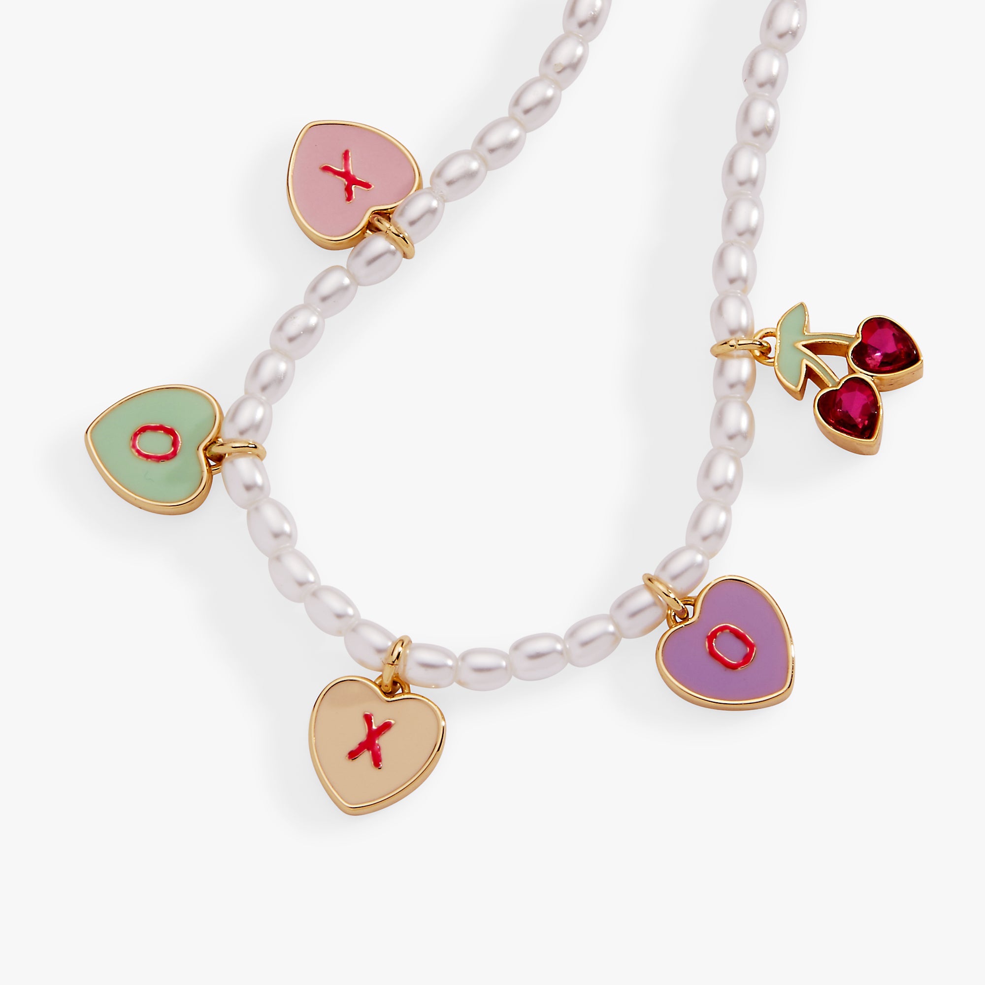 Sweethearts® ‘XOXO’ Heart Charm Beaded Pearl Bracelet - Aaria Tees Aaria Tees