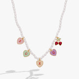 Sweethearts® ‘XOXO’ Heart Charm Pearl Beaded Necklace - Aaria Tees Aaria Tees