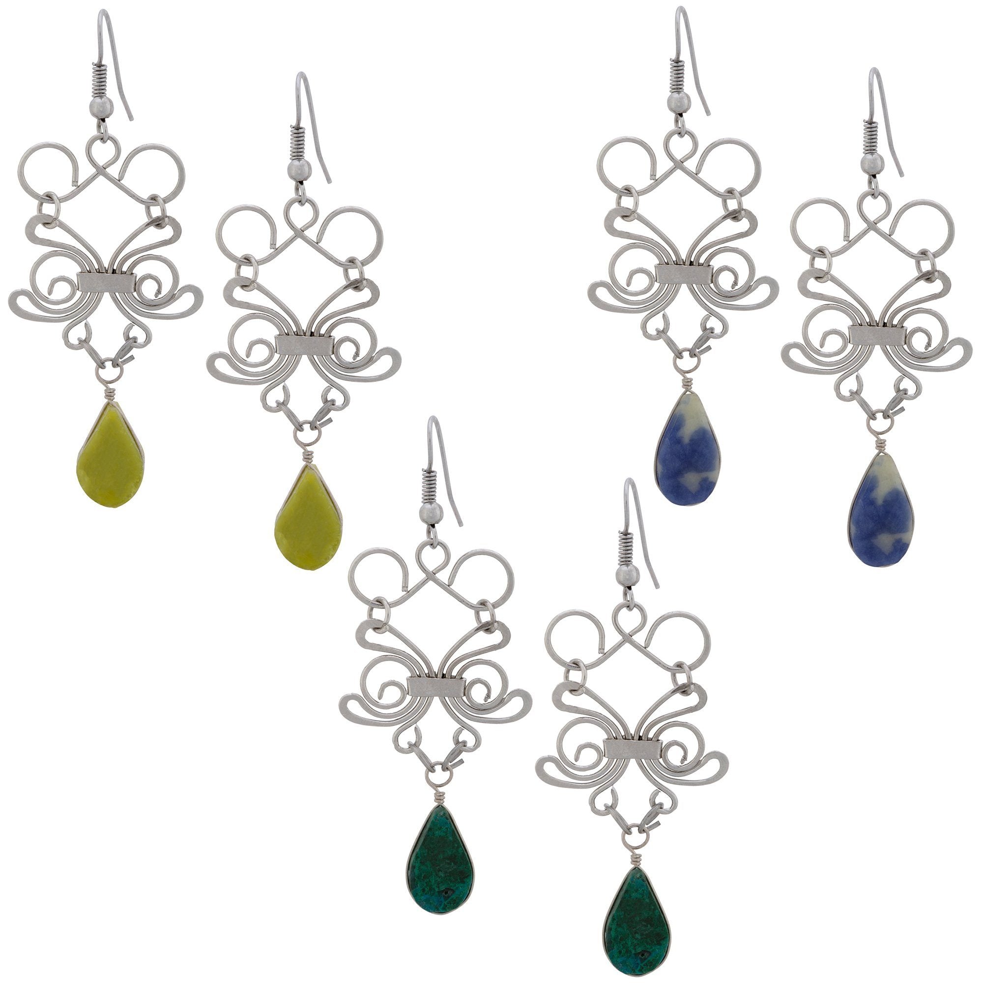 Swirl Teardrop Stone Earrings - Aaria Tees Aaria Tees