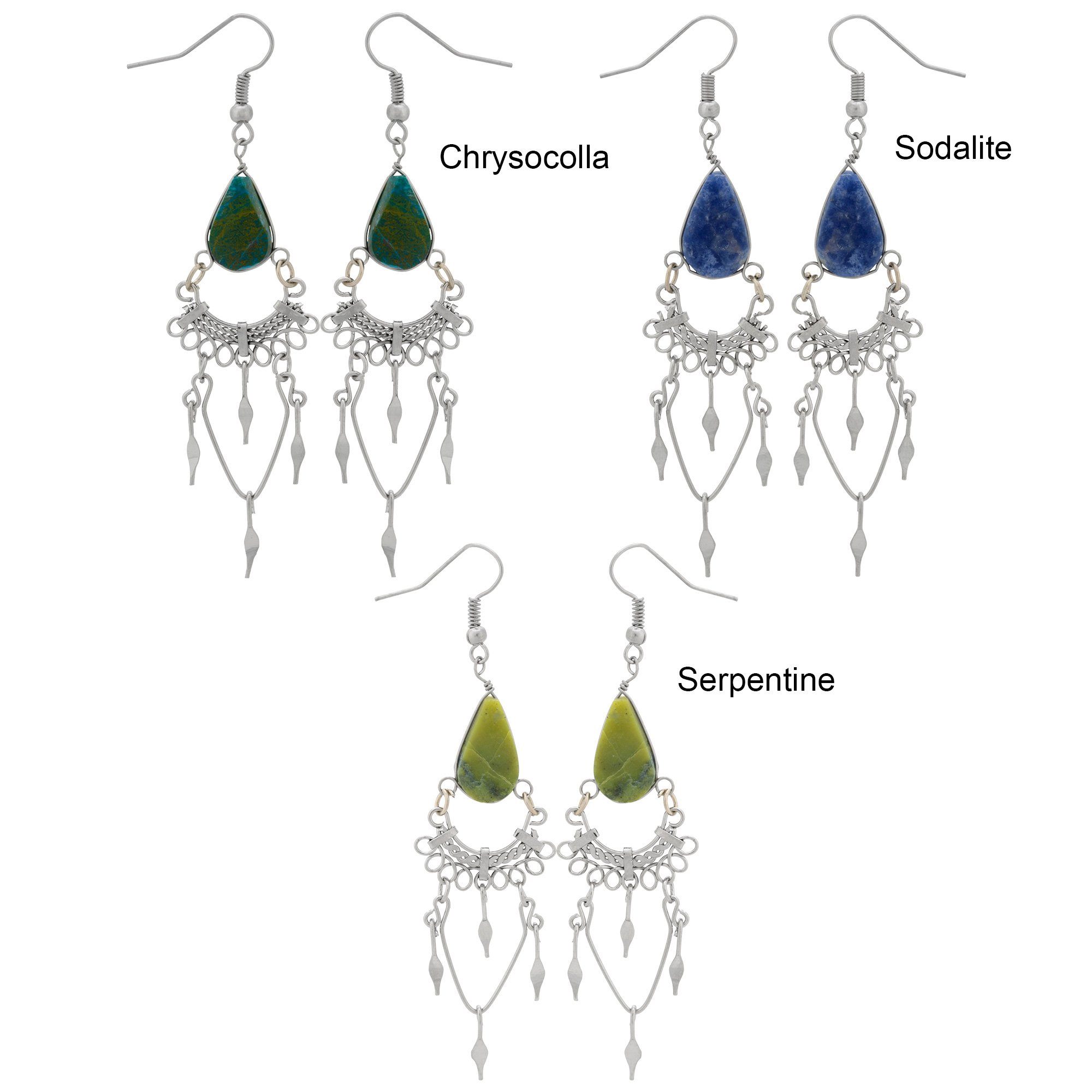 Swirls Chandelier Stone Earrings - Aaria Tees Aaria Tees