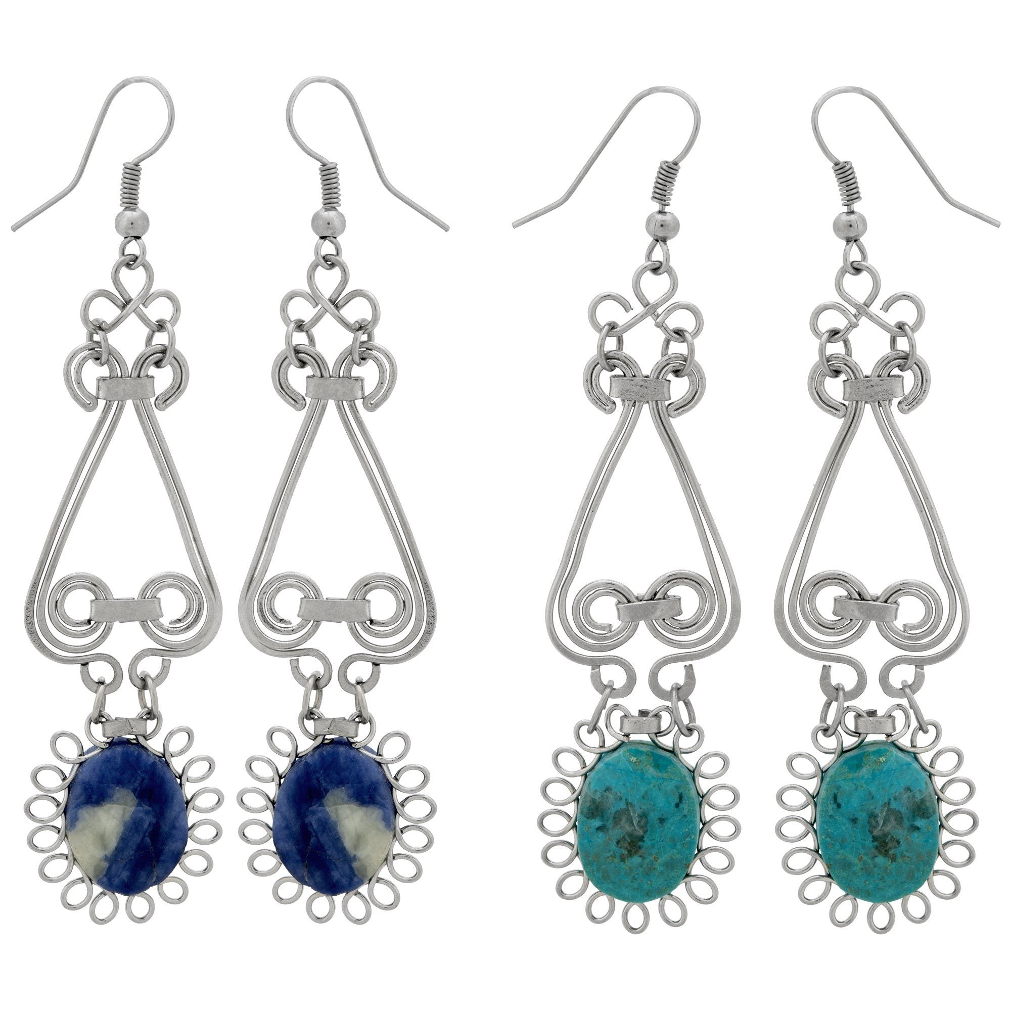 Swirls & Sunburst Stone Earrings - Aaria Tees Aaria Tees