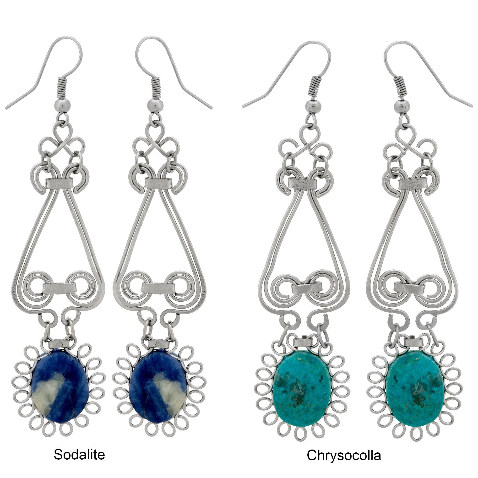 Swirls & Sunburst Stone Earrings - Aaria Tees Aaria Tees