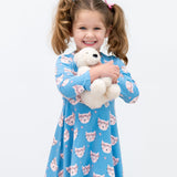 Pretty Pink Cat Swirly Girl Dress Aaria Tees