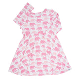 Pink Elephant Swirly Girl Dress Aaria Tees