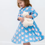 Pretty Pink Cat Swirly Girl Dress Aaria Tees