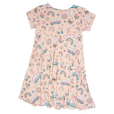 Retro Roller Skates Cap Sleeve Swirly Girl Dress Aaria Tees