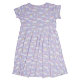Lavender Rainbows and Clouds Cap Sleeve Swirly Girl Dress Aaria Tees