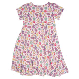 Tropical Fruit Cap Sleeve Swirly Girl Dress Aaria Tees