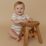 Organic Short Sleeve Bubble Romper - Terra Stripes - Aaria Tees Aaria Tees