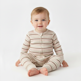Organic 2-Way Zip Romper - Terra Stripes - Aaria Tees Aaria Tees