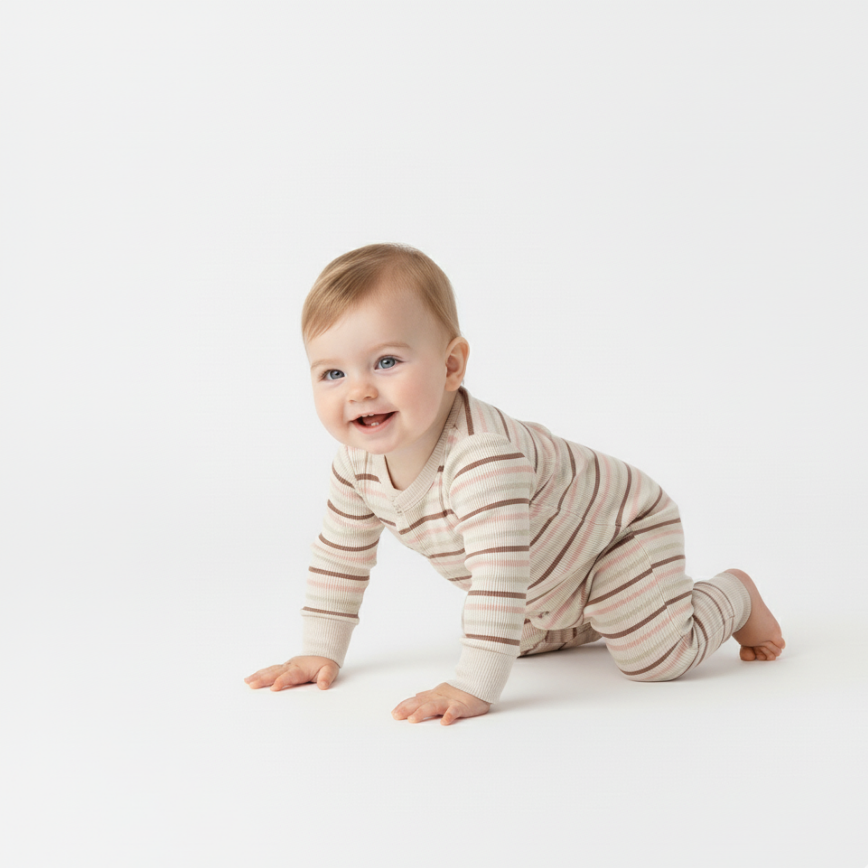 Organic 2-Way Zip Romper - Terra Stripes - Aaria Tees Aaria Tees