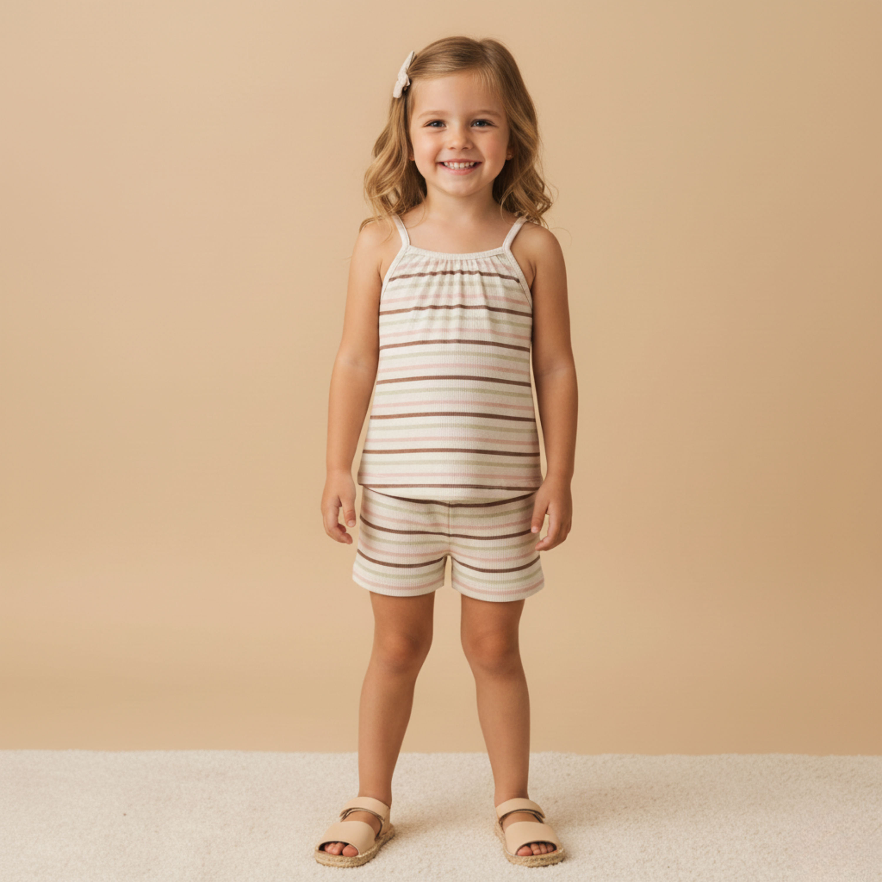 Organic Tank Top & Shorts Set - Terra Stripes - Aaria Tees Aaria Tees
