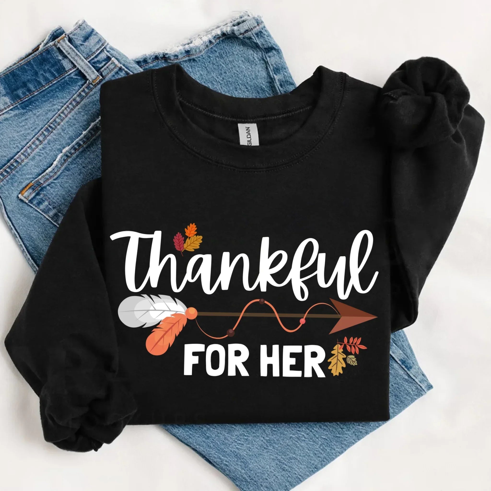 Thankful For Her/Him Valentines Couple Sweatshirt – Cute Matching Holiday Crew Neck - Aaria Tees Aaria Tees