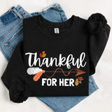 Thankful For Her/Him Valentines Couple Sweatshirt – Cute Matching Holiday Crew Neck - Aaria Tees Aaria Tees