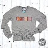Thankful Multicolor Heather Stone Long Sleeve Tee - Aaria Tees Aaria Tees