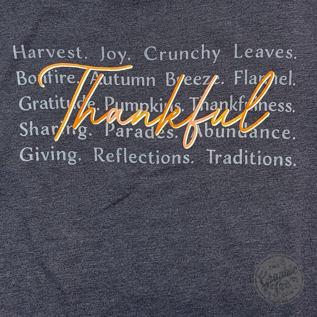 Thankful with Words Heather Navy Long Sleeve Tee - Aaria Tees Aaria Tees