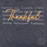 Thankful with Words Heather Navy Long Sleeve Tee - Aaria Tees Aaria Tees