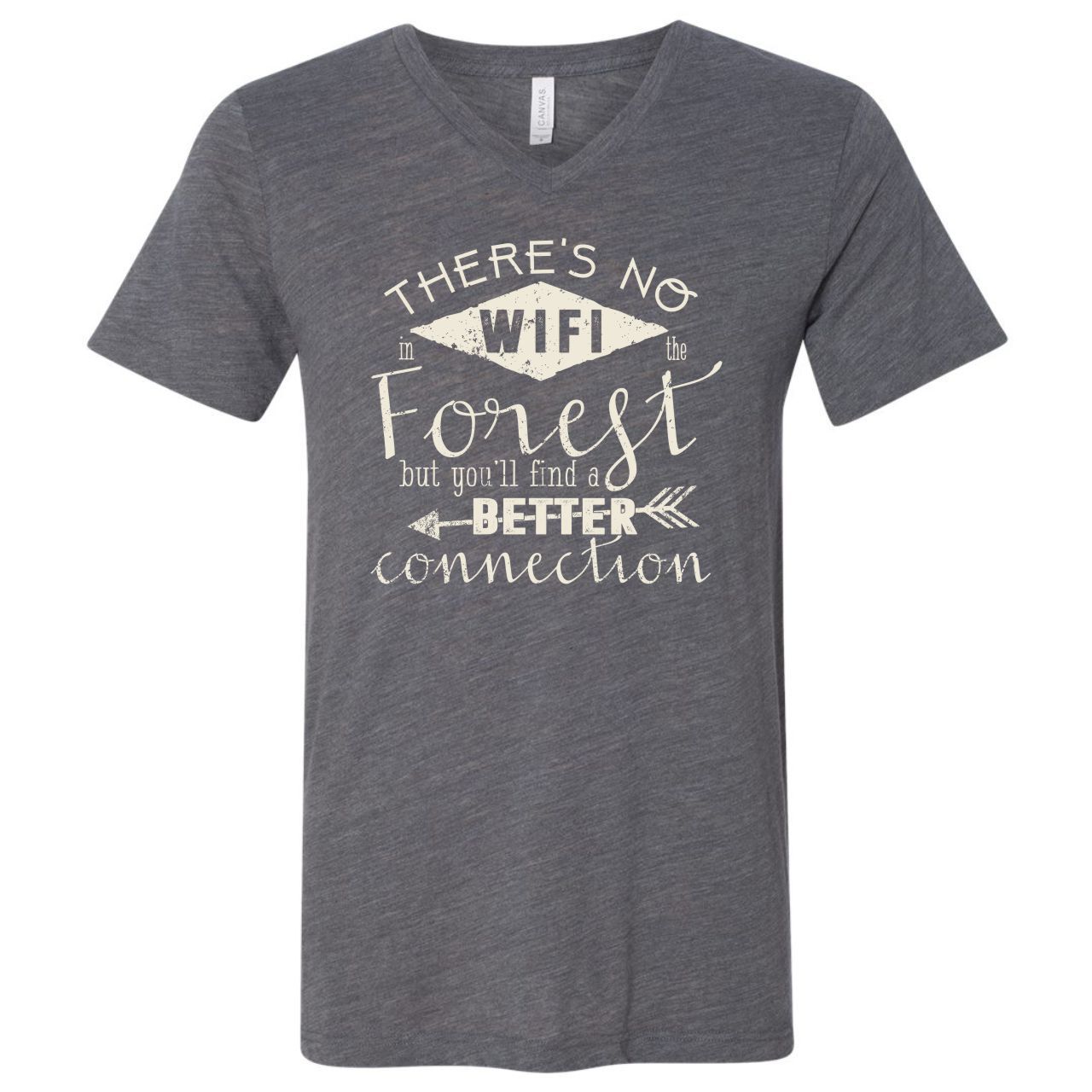 There's No WIFI in the Forest, but You'll Find a Better Connection - Unisex V-Neck Tee - Aaria Tees Aaria Tees