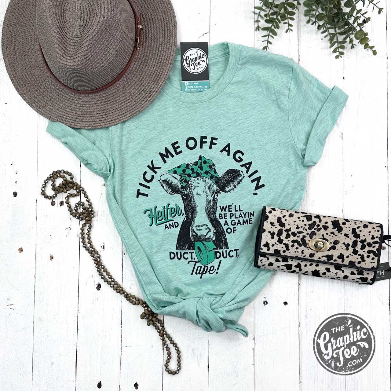 Tick Me Off Again, Heifer Short Sleeve Heather Prism Mint Tee - Aaria Tees Aaria Tees