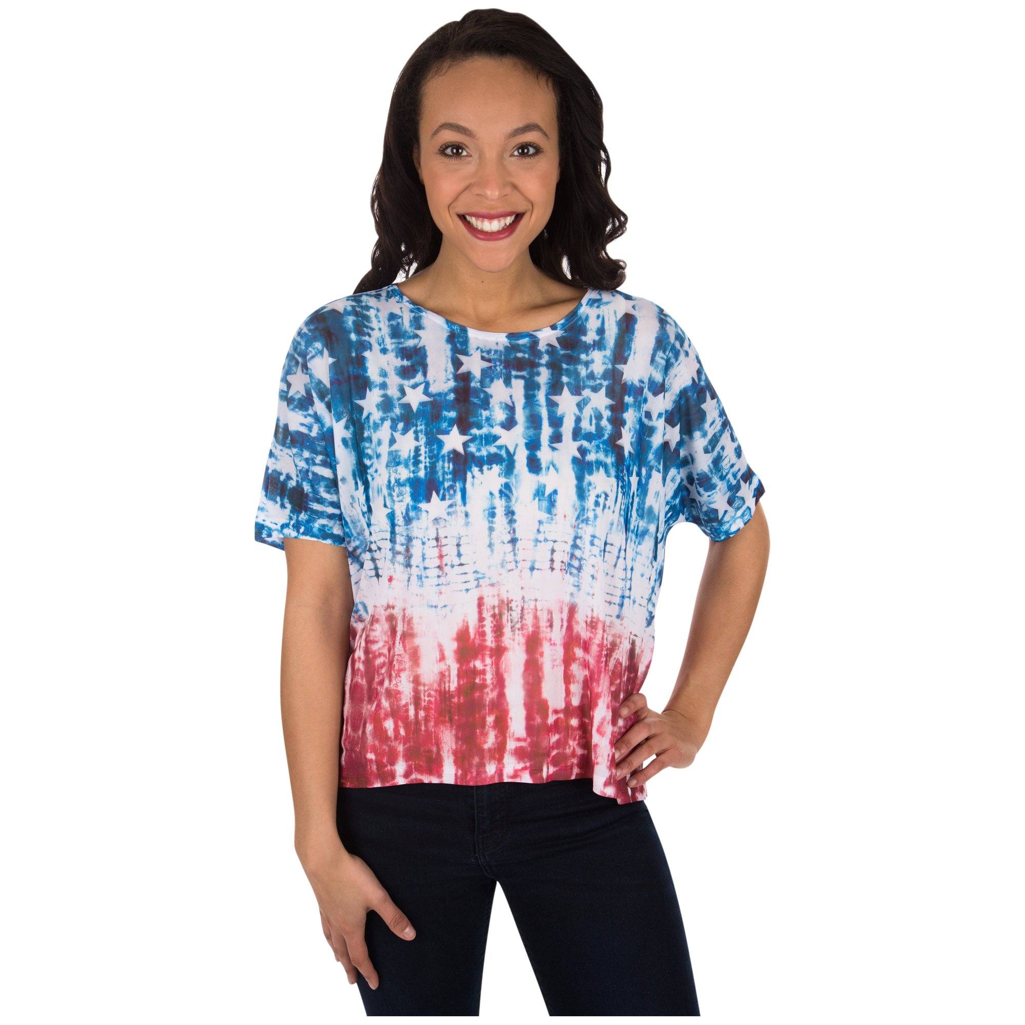 Tie-Dye Patriotic Dolman Top - Aaria Tees Aaria Tees