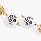 Toile and Palm Drop Earrings - Aaria Tees Aaria Tees
