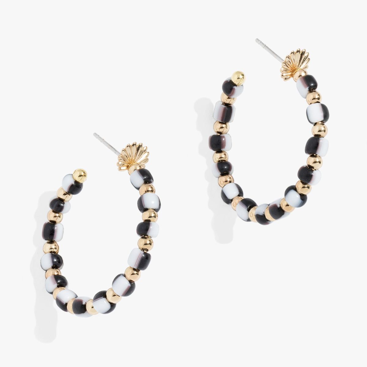Toile Beaded Hoop Earrings - Aaria Tees