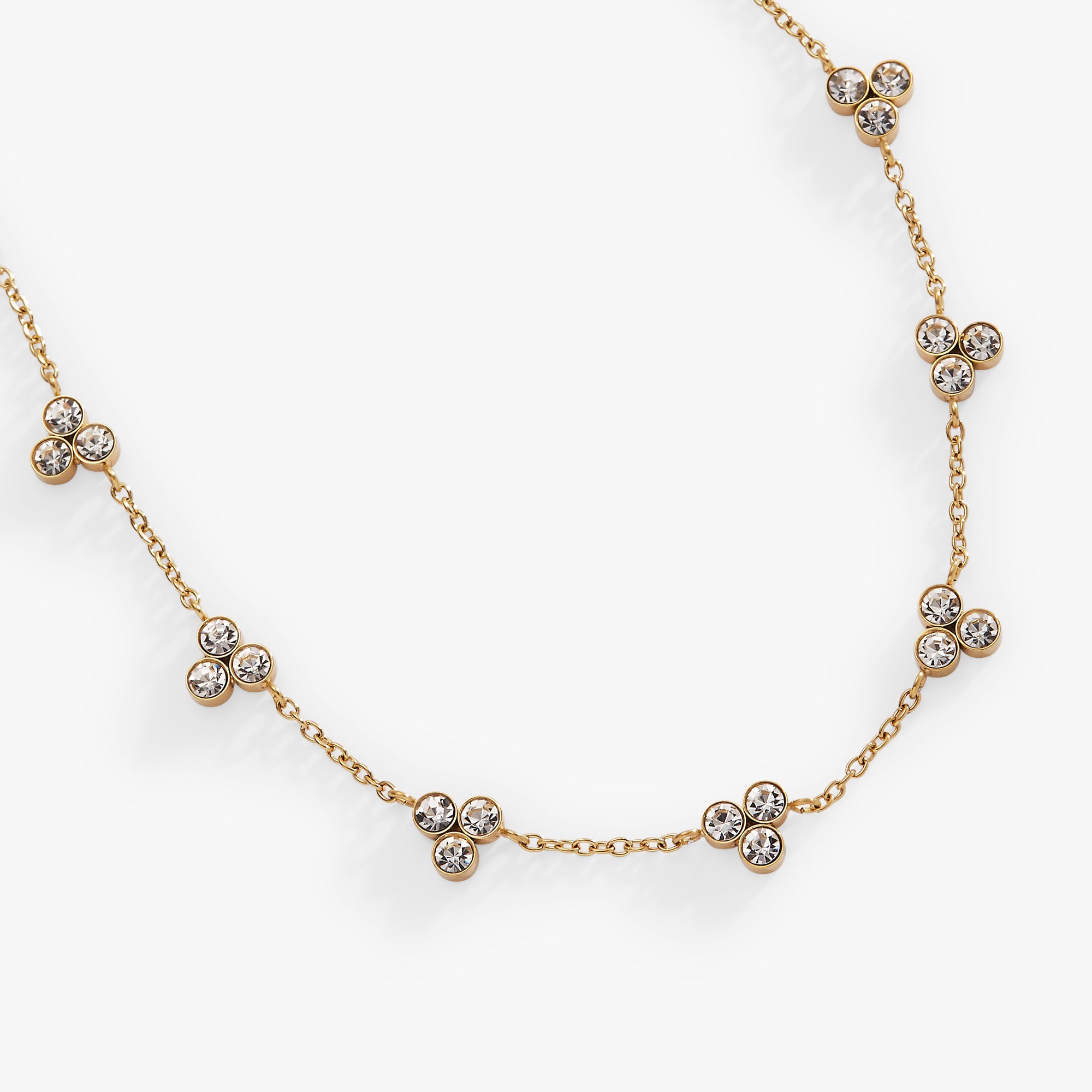 Triple Stone Crystal Inline Necklace - Aaria Tees Aaria Tees
