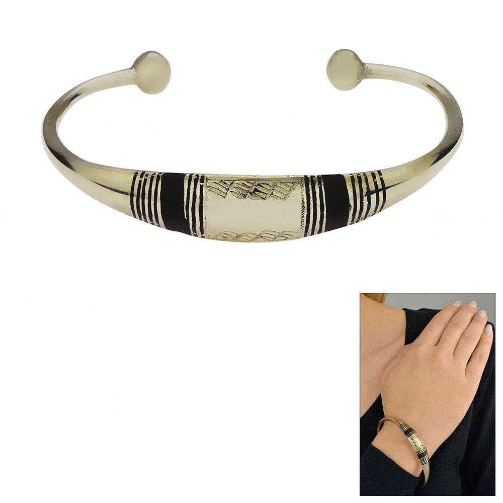 Tuareg Ebony & Coin Silver Cuff Bracelet - Aaria Tees